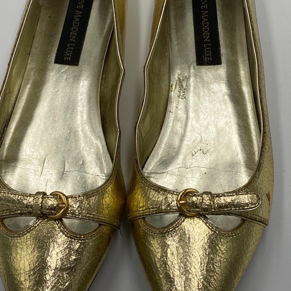 Used Crackled Gold Steve Madden Luxe Flats - Picture 6 of 15